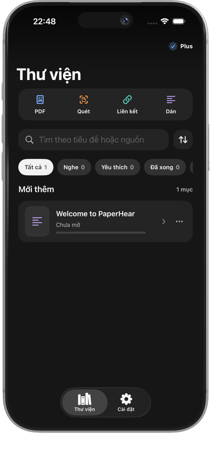 Ảnh minh hoạ PaperHear trên iPhone